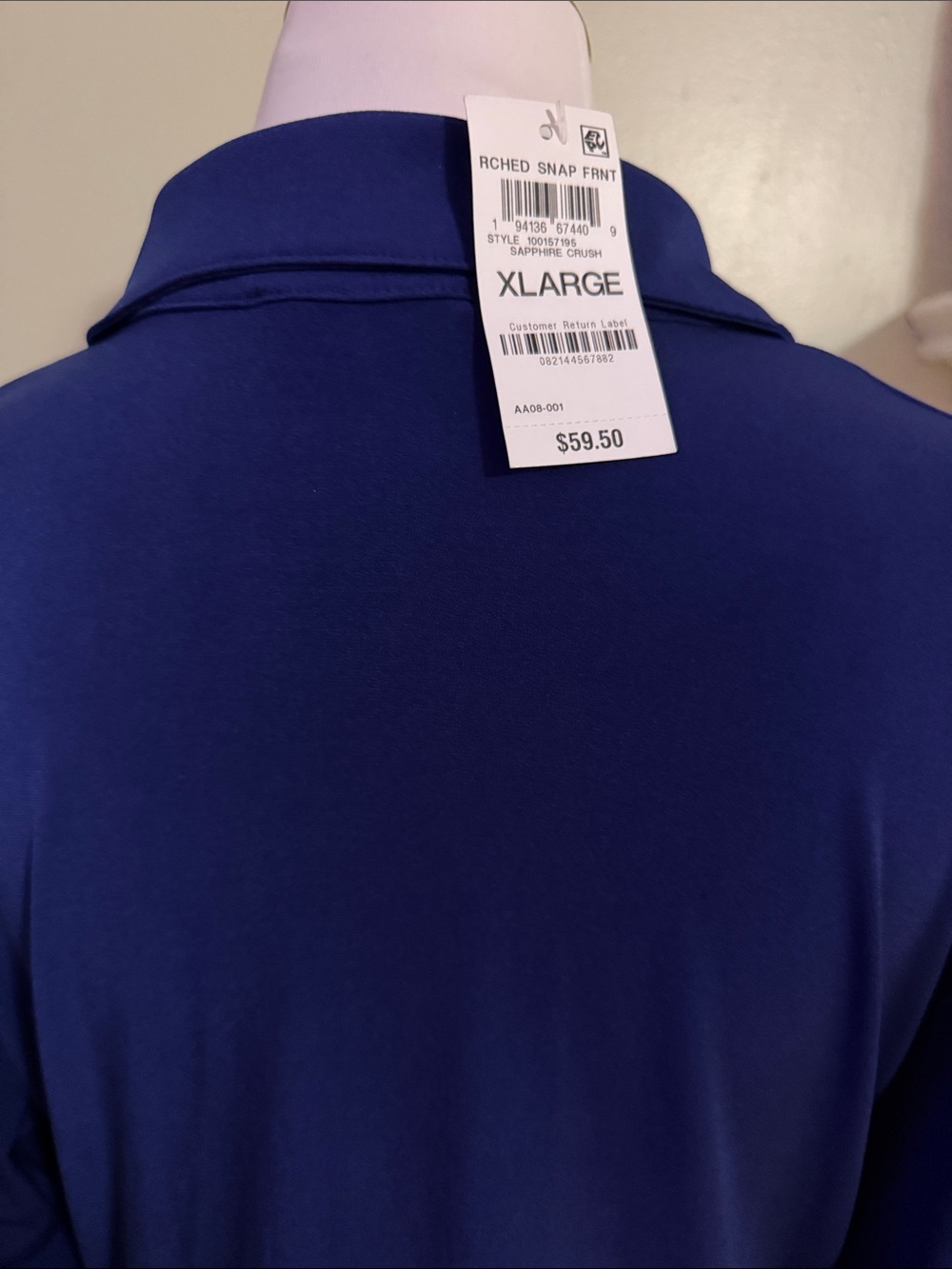 Navy Ruched Button-Front Long Sleeve Top - Picture 4 of 6